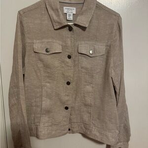Jones New York Women's Taupe Linen-Blend Jean Jacket